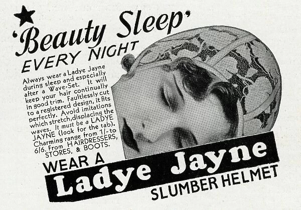Advert for Ladye Jayne slumber helmet 1934