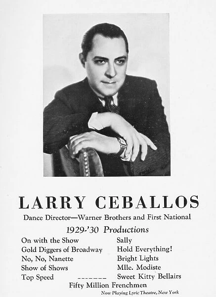 Advert for Larry Ceballos, dance director at Warner