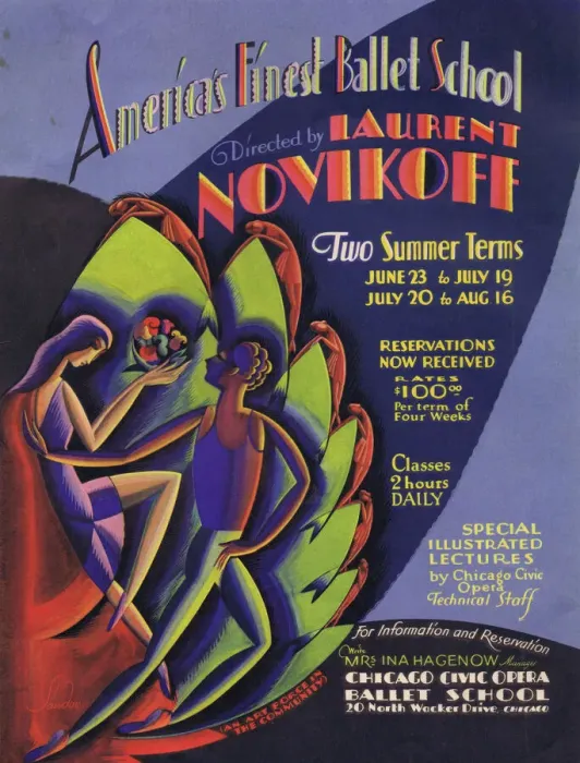 Framed Print : Advert for Laurent Novikoffs ballet school, Chicago, 1930 Framed Print : Advert for Laurent Novikoffs ballet school, Chicago, 1930