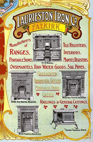 Advert, Laurieston Iron Co, Falkirk, Scotland
