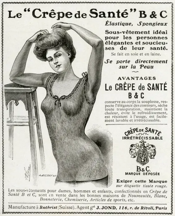 Framed Print : Advert for Le Crepe de Sante underwear 1906 Framed Print : Advert for Le Crepe de Sante underwear 1906