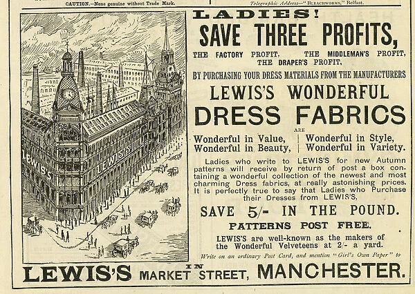 Advert, Lewiss Department Store, Manchester