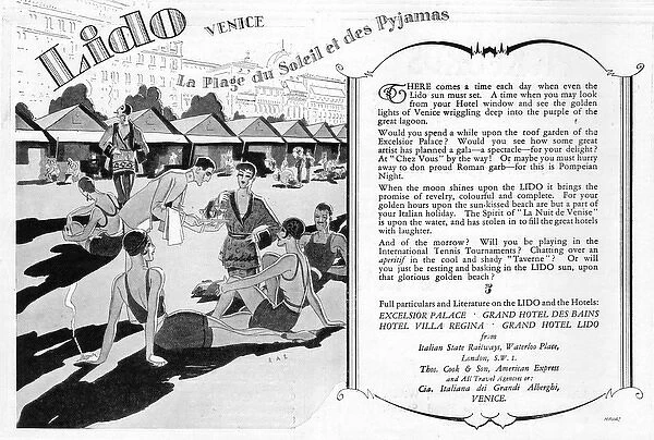 Advert for the Lido, Venice, 1927