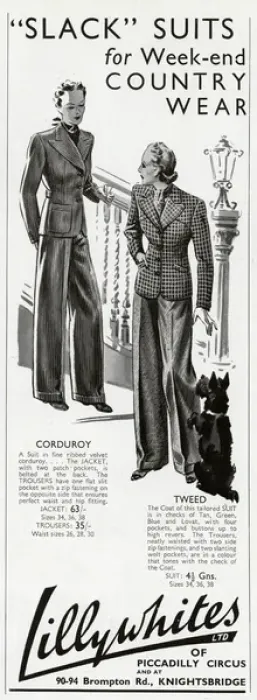 Framed Print : Advert for Lillywhites women in trousers 1938 Framed Print : Advert for Lillywhites women in trousers 1938