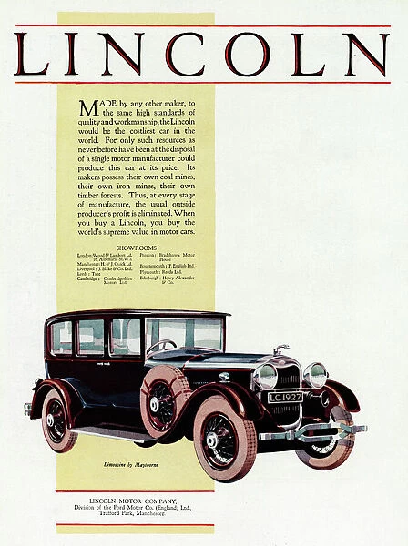 Advert for Lincoln cars