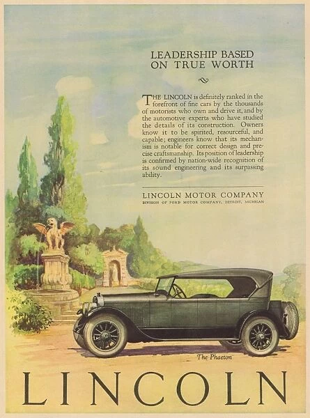 Advert for Lincoln Motor Company, 1924