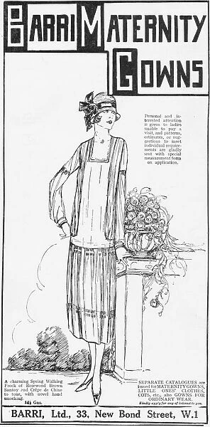 Advert for London couturier Barri Maternity Gowns, London