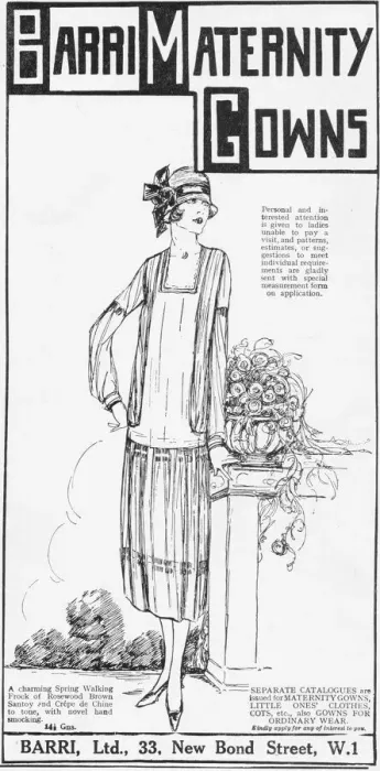 Framed Print : Advert for London couturier Barri Maternity Gowns, London Framed Print : Advert for London couturier Barri Maternity Gowns, London