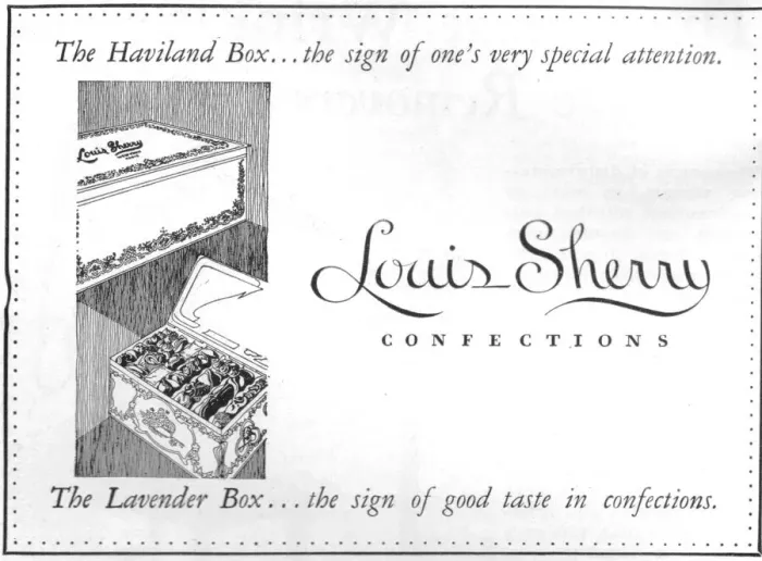 Framed Print : Advert for Louis Sherry Confections Date: 1929 Framed Print : Advert for Louis Sherry Confections Date: 1929