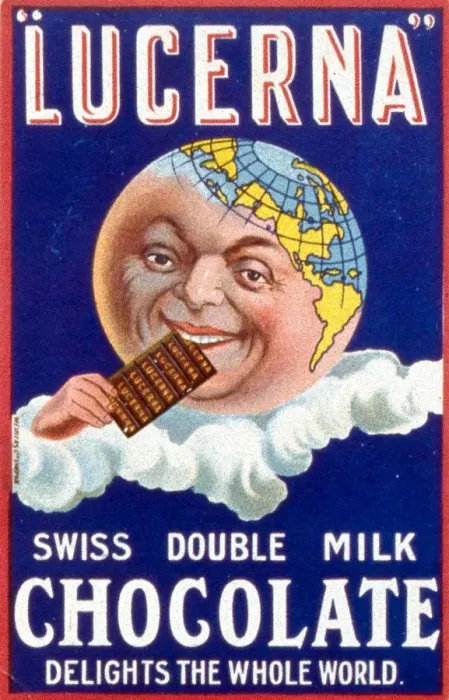 Framed Print : Advertisement for Lucerna Swiss double milk chocolate Framed Print : Advertisement for Lucerna Swiss double milk chocolate
