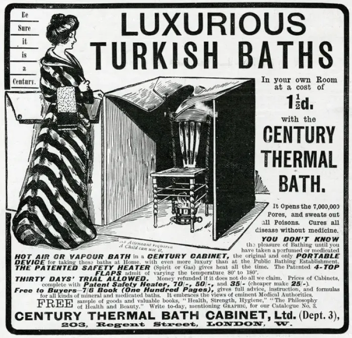 Framed Print : Advert for Luxurious thermal bath cabinet 1902 Framed Print : Advert for Luxurious thermal bath cabinet 1902
