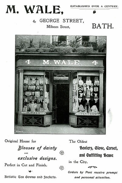 Advert for M. Wale, Clothes Shop, George Street, Bath