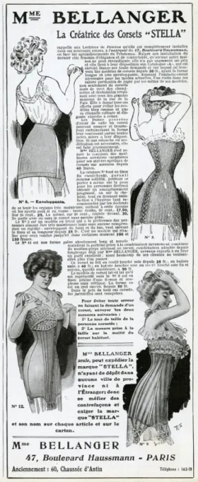 Framed Print : Advert for Madame Bellanger corsetmarker 1909 Framed Print : Advert for Madame Bellanger corsetmarker 1909
