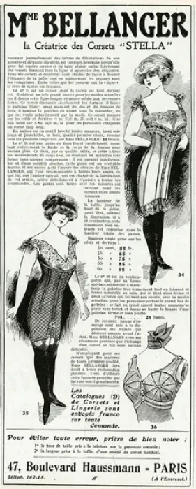Framed Print : Advert for Madame Bellanger corsetmarker 1911 Framed Print : Advert for Madame Bellanger corsetmarker 1911