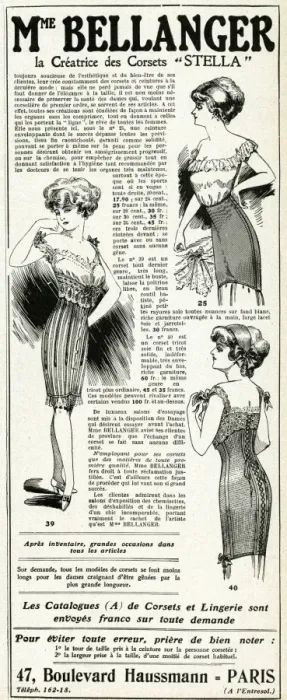 Framed Print : Advert for Madame Bellanger corsetmarker 1911 Framed Print : Advert for Madame Bellanger corsetmarker 1911