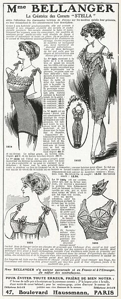 Advert for Madame Bellanger corsetmarker 1912