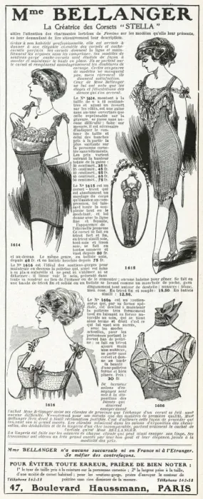 Framed Print : Advert for Madame Bellanger corsetmarker 1912