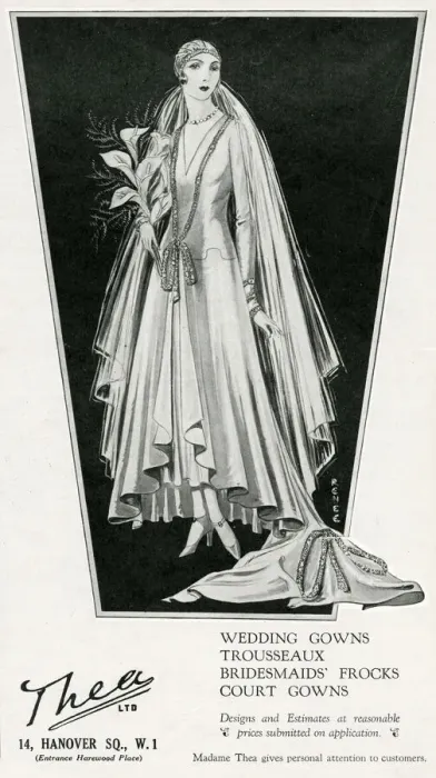 Framed Print : Advert for Madame Thea - wedding gowns 1929 Framed Print : Advert for Madame Thea - wedding gowns 1929