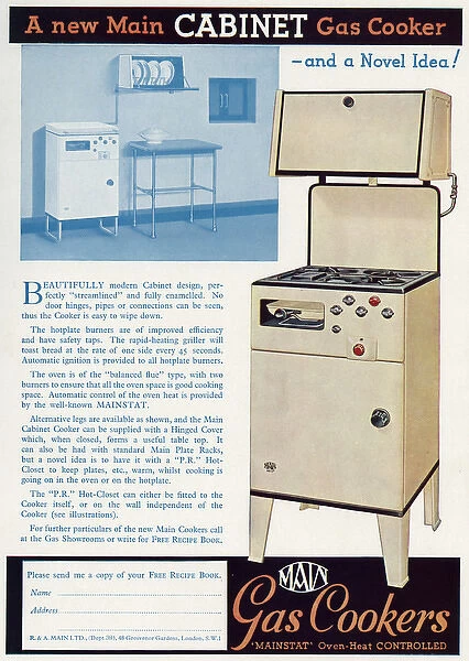 Advert for Main Mainstat gas cookers 1939