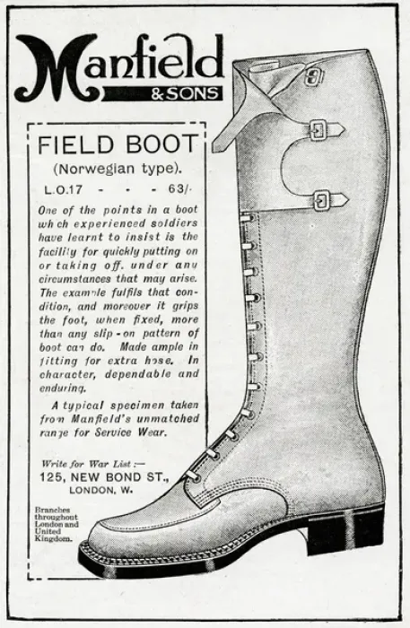 Framed Print : Advert for Manfield field boot 1916 Framed Print : Advert for Manfield field boot 1916