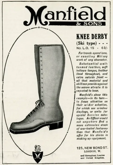 Framed Print : Advert for Manfield service boot 1916 Framed Print : Advert for Manfield service boot 1916