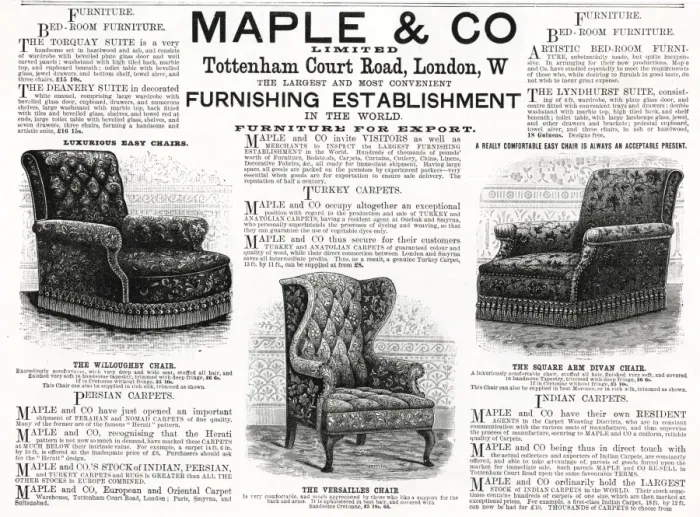 Framed Print : Advert for Maple & Co chairs 1892 Framed Print : Advert for Maple & Co chairs 1892