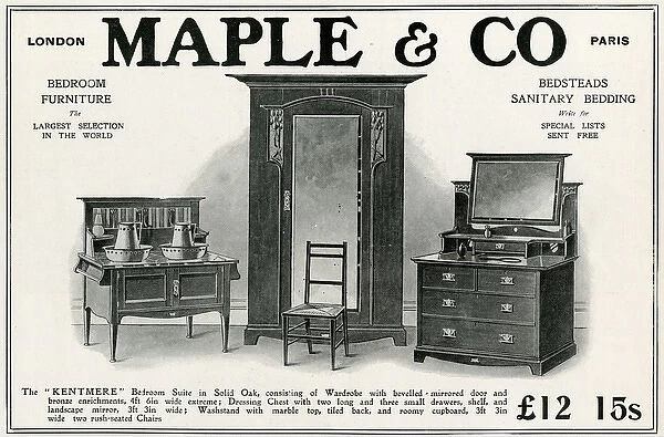 Advert for Maple & Co. bedroom furniture 1906