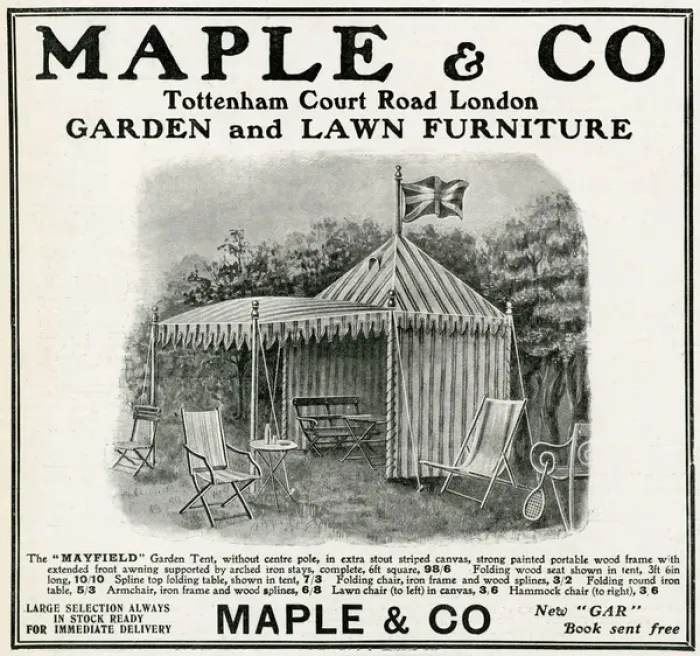 Framed Print : Advert for Maple & Co. garden and lawn furniture 1904 Framed Print : Advert for Maple & Co. garden and lawn furniture 1904