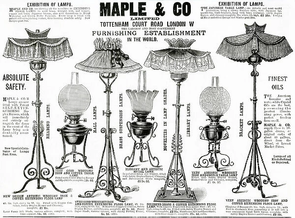 Advert for Maple & Co. lamps 1892