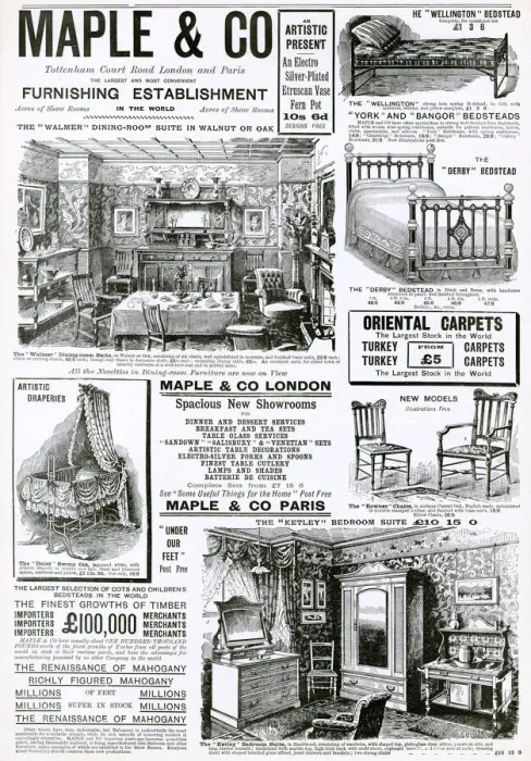 Framed Print : Advert for Maple & Co furnishing 1897 Framed Print : Advert for Maple & Co furnishing 1897