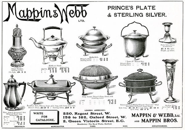 Advert for Mappin & Webb Edwardian items 1907