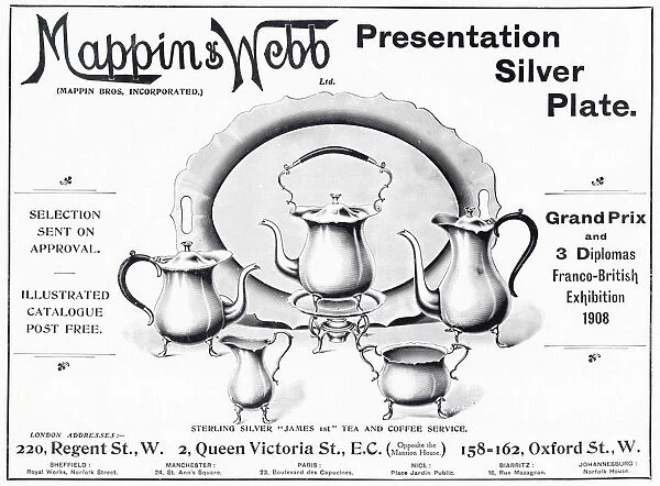Advert for Mappin & Webb sterling silver service 1908 Advert for Mappin & Webb