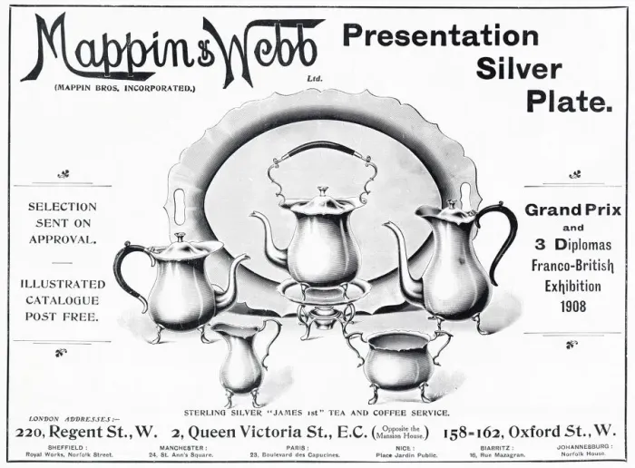 Framed Print : Advert for Mappin & Webb sterling silver service 1908 Advert for Mappin & Webb Framed Print : Advert for Mappin & Webb sterling silver service 1908 Advert for Mappin & Webb