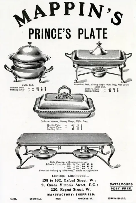 Framed Print : Advert for Mappin & Webb warming dishes 1906 Framed Print : Advert for Mappin & Webb warming dishes 1906