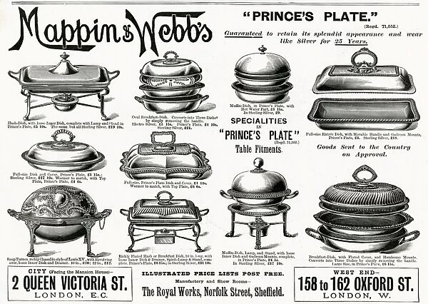 Advert for Mappin & Webbs tableware tureens 1898