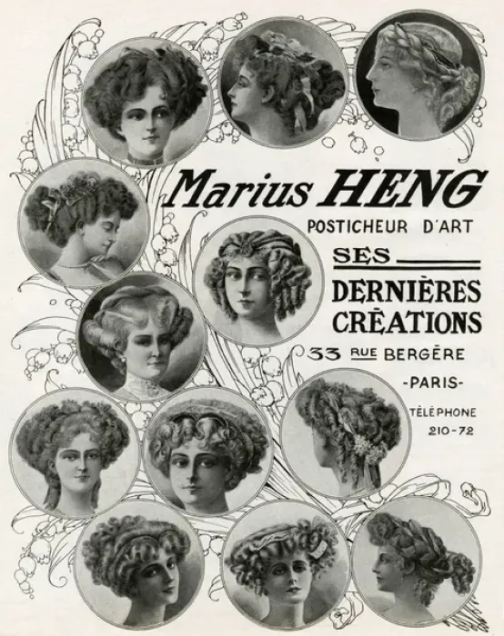 Framed Print : Advert for Marius Heng, hair and beauty 1909 Framed Print : Advert for Marius Heng, hair and beauty 1909