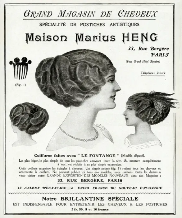 Framed Print : Advert for Marius Heng, hair and beauty 1912