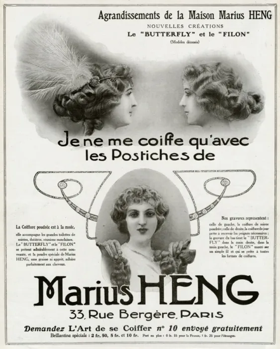 Framed Print : Advert for Marius Heng hairpieces 1912 Framed Print : Advert for Marius Heng hairpieces 1912