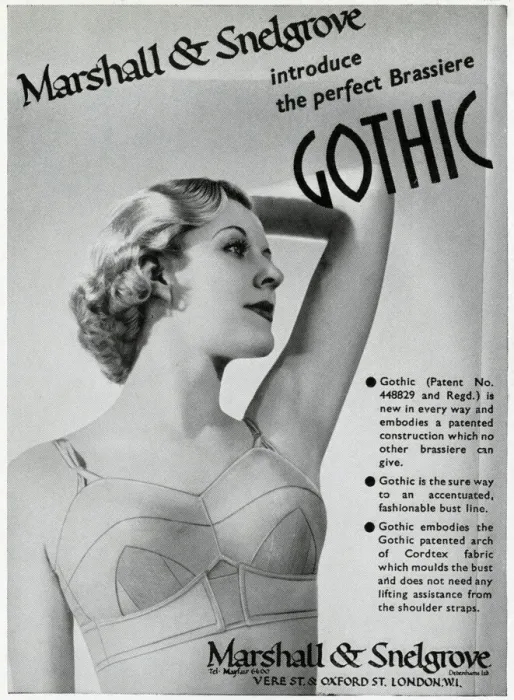 Framed Print : Advert for Marshall & Snelgrove brassiere 1937 Framed Print : Advert for Marshall & Snelgrove brassiere 1937