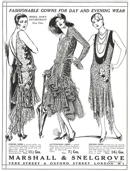 Advert for Marshall & Snelgrove fashionable dresses 1929