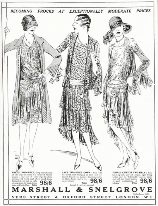 Framed Print : Advert for Marshall & Snelgrove fashionable dresses 1929 Framed Print : Advert for Marshall & Snelgrove fashionable dresses 1929