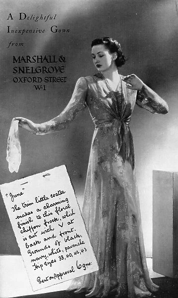Advert for Marshall & Snelgrove featuring gowns (London) Date: 1938