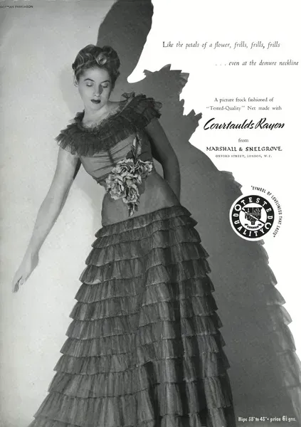 1938 Marshall & Snelgrove Frilly Dress Print. Art Prints, Posters & Puzzles  from Mary Evans