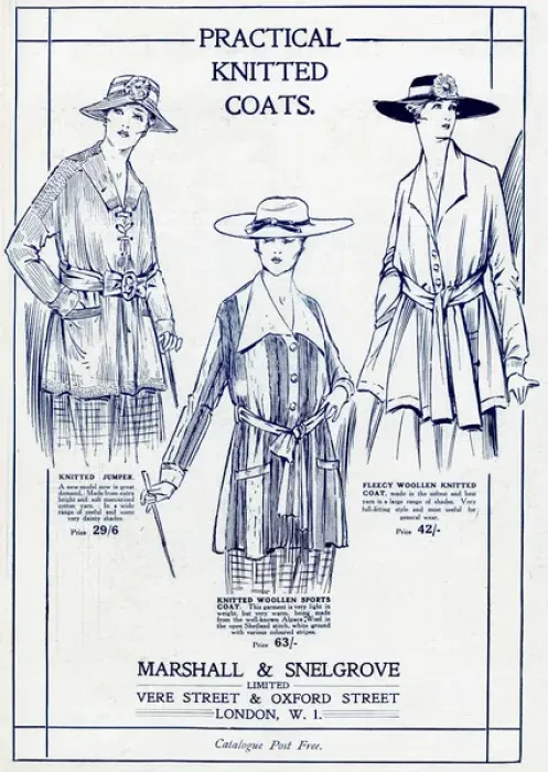 Framed Print : Advert for Marshall & Snelgrove knitted clothing 1917