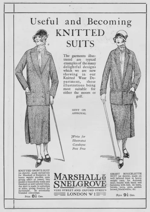 Framed Print : Advert for Marshall & Snelgrove knitted suits, 1924 Framed Print : Advert for Marshall & Snelgrove knitted suits, 1924