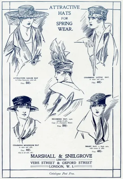 Framed Print : Advert for Marshall & Snelgrove womens hats 1917 Framed Print : Advert for Marshall & Snelgrove womens hats 1917