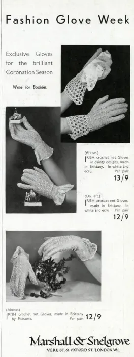Framed Print : Advert for Marshall & Snelgrove womens wrist glooves 1937 Framed Print : Advert for Marshall & Snelgrove womens wrist glooves 1937