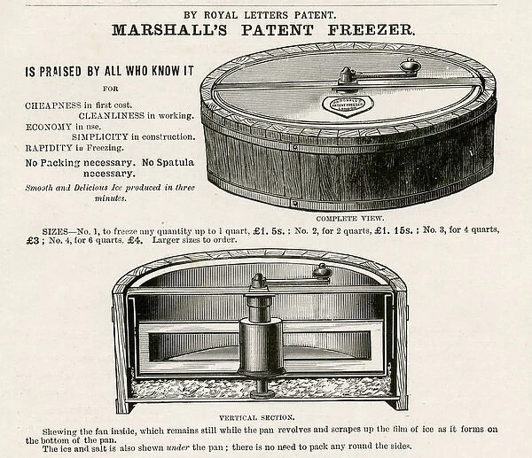 Advert for Marshalls patent freezer 1899