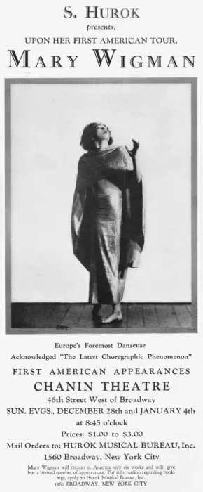 Framed Print : Advert for Mary Wigman, on her first American