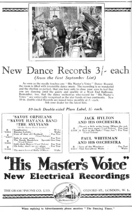 Framed Print : Advert for His Masters Voice for new dance records, London Framed Print : Advert for His Masters Voice for new dance records, London